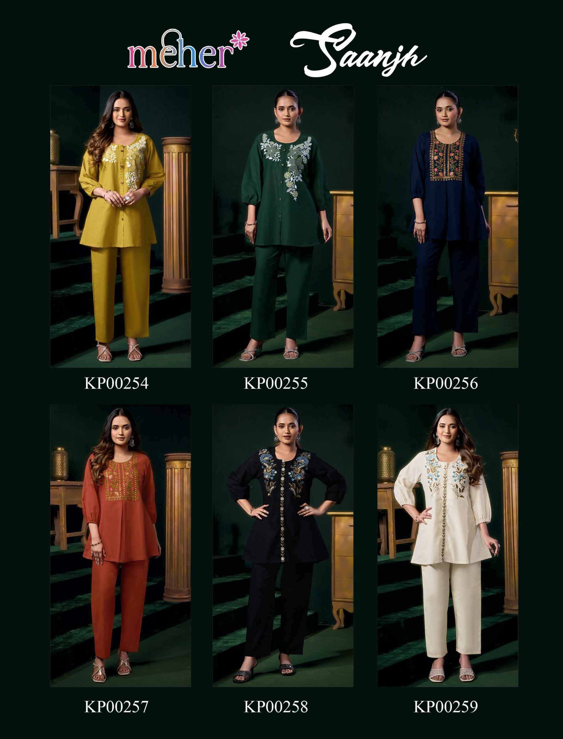 SAANJH By Meher 254 To 259 Series Designer Collection Cotton Co-ord Set At Wholesale Price